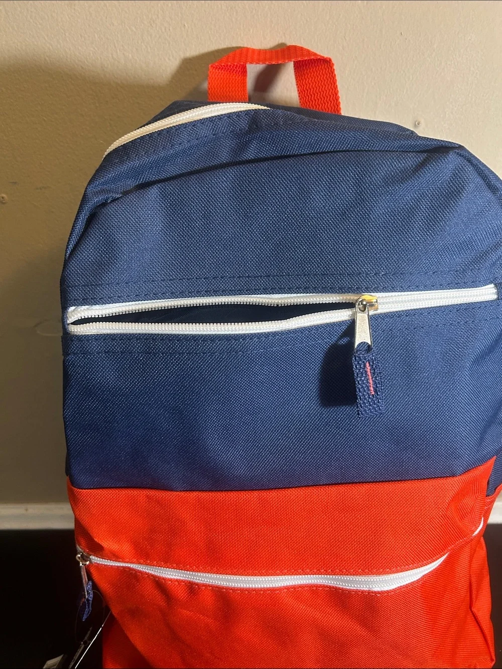 Trail Maker Classic Two-Tone Navy and Orange Backpack School Bag